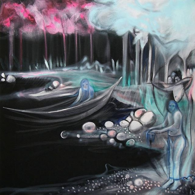 I am on- The wrong Island #oilpainting #blacklinen #neon #pastel #painting #spraypaintart #spraypaint #spraypainting #airbrush #graffiti #graffitiart #sublime #island #islandlife #native #ocean